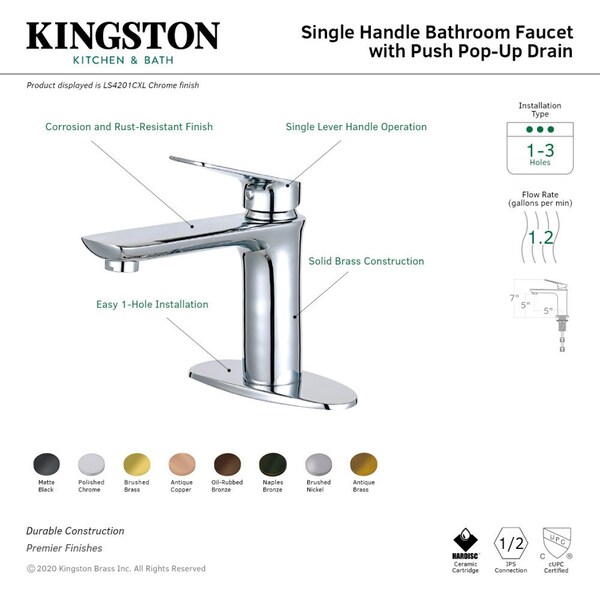 Frankfurt Single-Handle Bathroom Faucet W/ Deck Plate & Drain, Black